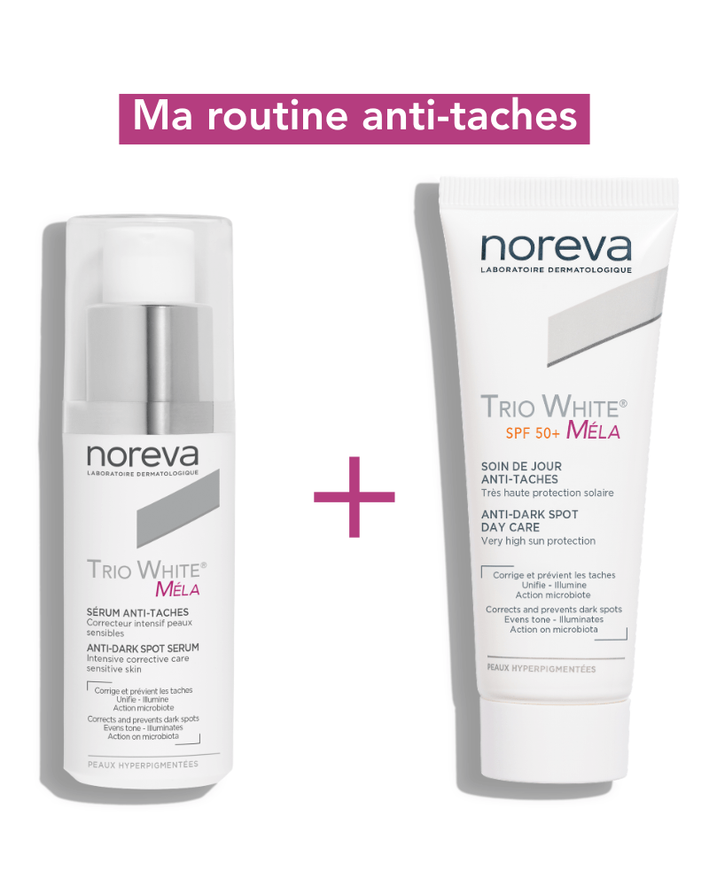 Routine Anti-taches : Sérum &amp; Soin de jour SPF50+