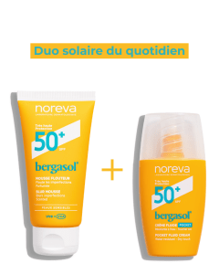 Duo solaire quotidien - mousse flouteur & Crème fluide invisible SPF50+ POCKET